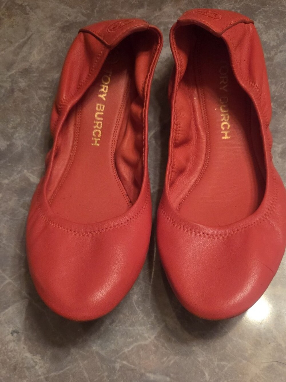 Tory Burch Orange Leather Ballet Flats